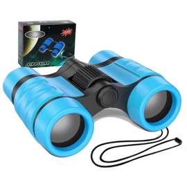 Binoculars Kids, Kids Binoculars with 4X Magnification, Childrens Binoculars Toys Educational Learning, Kids Binoculars for Boys Sports and Outside Play, Bird Watching (Blue)