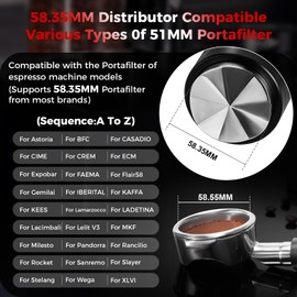 IKAPE 58.35MM Espresso Coffee Distributor, Coffee Dual-Bearing & High-Speed Distribution Tools, Adaptive Height Coffee Distributor Leveler for Over 58mm Portafilters