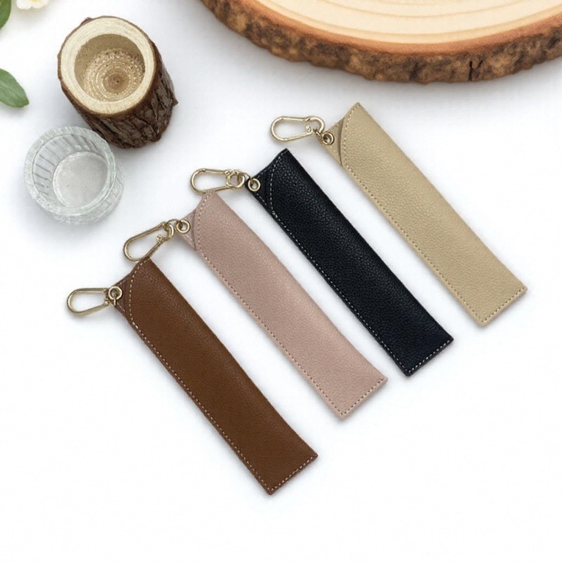 Pen Case, Cow Leather, Single Insert, Pen Holder, Slim, Simple,
