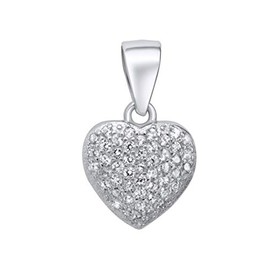 ANDANTE 925 Sterling Silver Women's Pendant with Sparkling Heart with White Zirconia Stones, Solid 925 sterling silver, with 925 silver stamp, zirconia stones, Cubic Zirconia