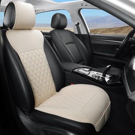 West Llama Linen Car Seat Covers-Breathable & Soft-Front Car Seat Protector Universal Fit 90% Cars,SUVs,Trucks,Diamond Pattern-1Piece,Beige