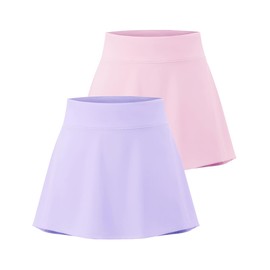 Star Vibe 2 Pack Tennis Golf Skirts for Women High Waisted with Pockets Skort Athletic Shorts Sports Running Pink/Purple M