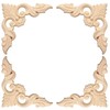 uxcell 4Pcs Carved Wood Appliques Onlays, 8x8 cm/3.1x3.1 in Unpainted