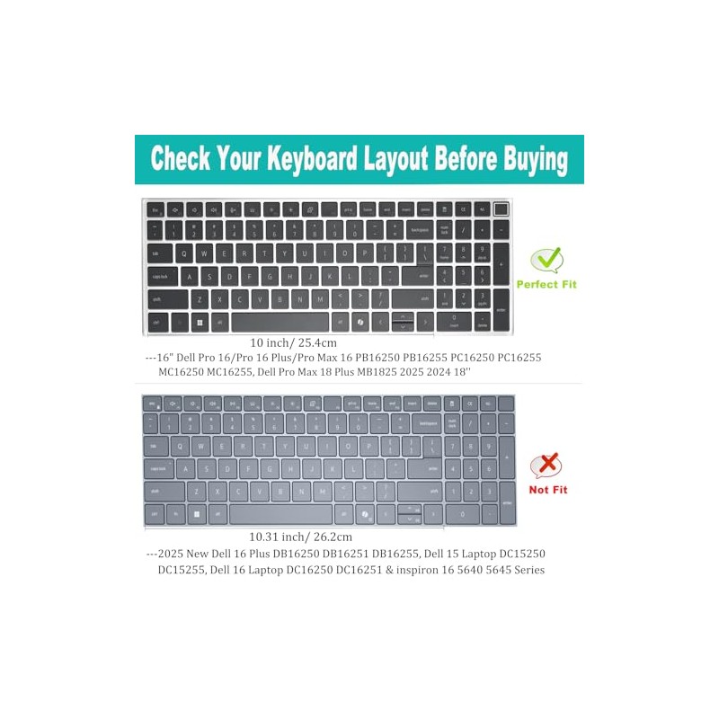 Keyboard Cover for 16" Dell Pro 16 PC16250 PC16255/ Pro