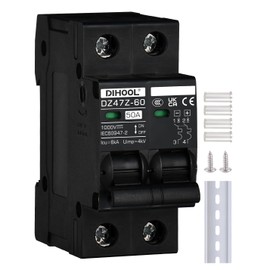 DIHOOL DC Circuit Breaker 2 Pole DC 12-1000V 50A Miniature Circuit Breaker, For Solar Panel Controller, For Solar Panel In Solar Power System