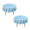 MANGATA CASA Sky Blue Gingham Round Tablecloth-2Pcs Checkered Table Cloth