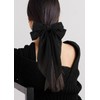 1Pc Black Silky Satin Hair Bows,Big Hair Bows Clips for