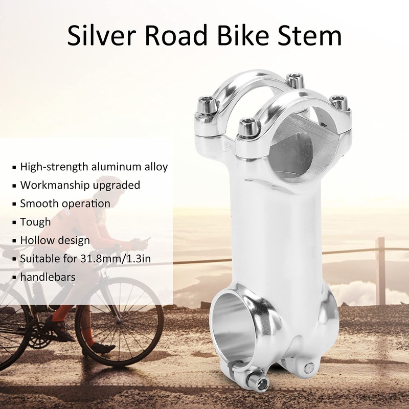 Silver Bike Stem Lightweight Aluminum Alloy with 28.6mm Front Fork