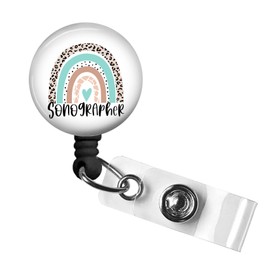 XIAOZHIGU Sonographer Rainbow Badge Reel,Retractable Name Card Badge Holder with Alligator Clip, Medical MD RN Nurse Badge ID, Badge Holder, Office Employee Name Badge