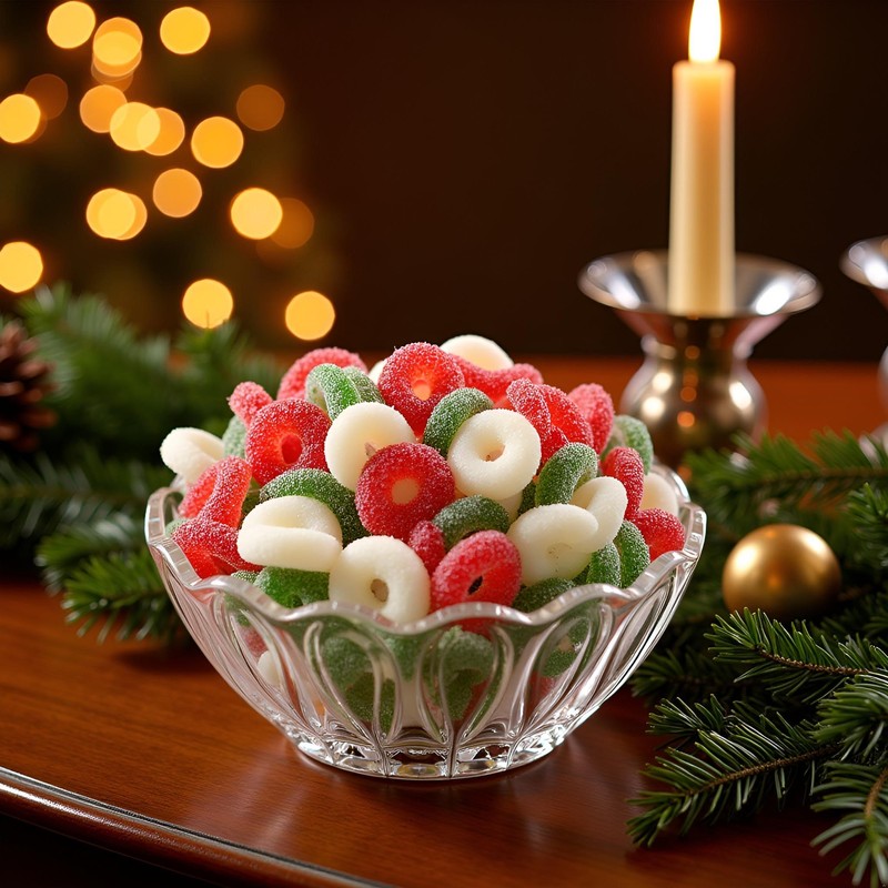 SweetGourmet Gummy Christmas Wreath Candy, 1 Pound Bag, Cherry, Strawberry-Banana