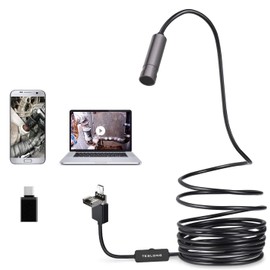 3rd Generation USB Borescope, Teslong Auto Focus Endoscope Camera with 5.0 Megapixels FHD Micro Inspection Camera, Waterproof Semi-Rigid Snake Cable, Multifunction Soldering Camera(5m/16ft)