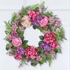 Collections Etc Pink and Purple Floral Spring Hanging Wreath
