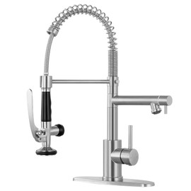 FGKQ Kitchen Faucets with Pull Down Sprayer,Brushed Nickel Commercial Kitchen Faucets, Two Head Kitchen Sink Faucets, High Pressure Faucet for Kitchen Sink, Stainless Steel