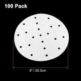 Rierdge 8" Small Bamboo Steamer Liners, 100Pcs Non-stick Steam Paper for Steamed Dumplings Buns