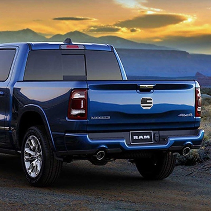 HHLOI for Ram Tailgate Emblem American Flag Badge Emblem Compatible