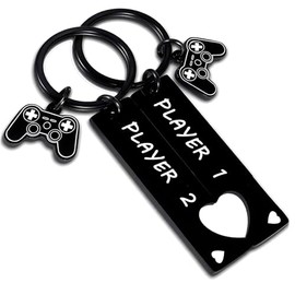 Nfyxcaz 2PCs Funny Gamer Keychain Boyfriend Gifts from Girlfriend Valentine's Day Gifts Matching Keychain Couple Gifts For Husband Couple Keychain for Gamers Player 1 Player 2