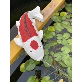 SW 12" Concrete Koi fish Fountain Pond Spitter Garden pond Statue ( Fits 1/2" hose)