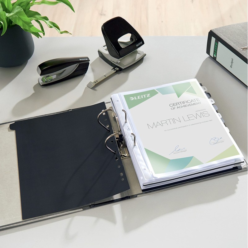 Leitz 10805055 Quality Folder 180°, A4, Climate-Neutral, 100% Recycled Cardboard,