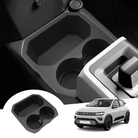 GAFAT [Facelift 2025] GAFAT Neu Dacia Spring Electric EV 2025 2026 Mittelkonsole Aufbewahrungsbox, Dacia Spring ab 2025 Organizer Tray Unten die Mittelkonsole mit 2 Getr?nkehalter