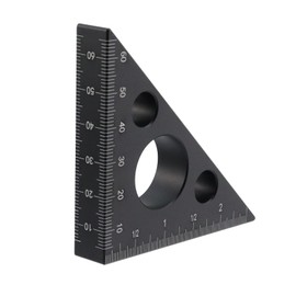 T Tulead Carpenter Square Triangle Ruler Aluminum Alloy Woodworking Ruler 45 Degree Woodworking Square Measurement Tool Black