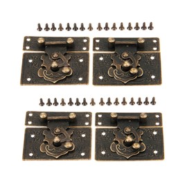 dophee 4Pcs Antique Style Box Hasp, Decorative Lock Latch Clasp with Mounting Screws for Drawer Cabinet Jewelry Box Wooden Case Wine Box Chest Trunk Hardware, 2.17"x1.85"