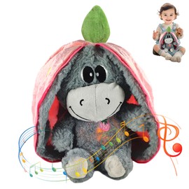 TaimeiMao Breathing Cuddly Toy, Sleeping Donkey, Plush Toy Sleeping Donkey with Breathing Movement and Music, Baby Toy from Birth, Baby Shower and Newborn Gift
