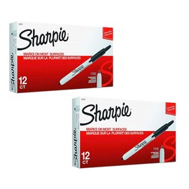 Sharpie 32701 Retractable Fine Tip Marker Set, Black, Permanent Ink, Intensely Brilliant Color, Resilient Ink Resists Both Fading and Water, 12 Markers per Box, Set of 2 Boxes, 24 Markers Total