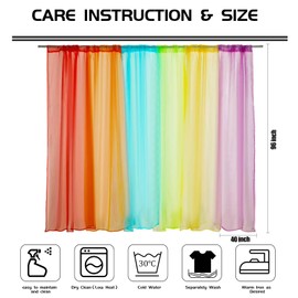 12 Panels Rainbow Sheer Curtain Colorful Backdrop Bright Curtains Window Curtain Backdrop Kids Room Curtains Voile Drapes for Girls Boys Bedroom Classroom Party Decoration, 12 Colors (40 x 96 Inches)