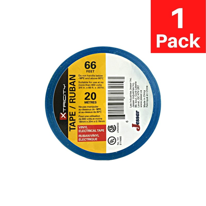 Vinyl Electrical Tape, 3/4-Inch x 66 Ft Roll, UL Listed,