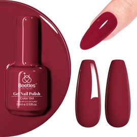 Beetles Red Gel Nail Polish - Dark Red Color Soak Off Mulled Wine Gel Polish Retro Modern 1Pcs 15ml Nail Art Manicure Winter UV Led Salon Christmas Gift for Women