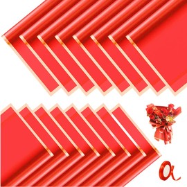 XIYUAN 20 Counts Gold Edge Fresh Flowers Wrapping Paper,DIY Crafts，Gift Packaging or Gift Box Packaging,Waterproof Flower Wrapping paper 22.8X22.8 inches Florist Bouquet Supplies, (Big Red)
