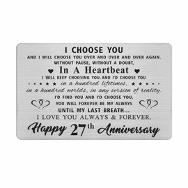 27th Anniversary Card Gifts for Her, Happy 27th 27 Year Wedding Anniversary Wallet Card Gifts for Wife