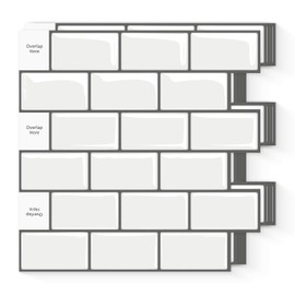 10 Sheets Peel and Stick Backsplash, Peel and Stick Tiles, Marble Look Wall Tiles Backsplash for Kitchen and Bathroom, Livingroom, 12”x12” White