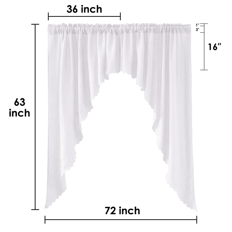 Valea Home Soft Burlap Look Swag Curtains Rustic Natural Rod