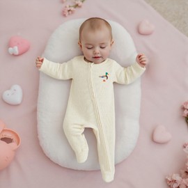 Newborn Baby Boy Fall Clothes Waffle Zipper Jumpsuit Cute Mallard Duck Dog Footie Romper Cute Coming Home Outfit (A Mallard Duck Beige, Newborn)