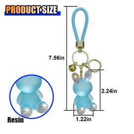 Cute Diamond Rabbit Keychain for Car Keys - Bling Resin Rabbit Key Ring Bag Charm - Crystal Rhinestone Car Fob Backpack Keychain Pendant Lanyard for Women Girls (Blue)