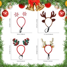 MEISH 4 Pieces Dog Christmas Headband Snowflake Headband Adjustable Christmas Pet Deer Antlers Headbands Christmas Pet Hair Hoops for Pet Costume Hair Accessory