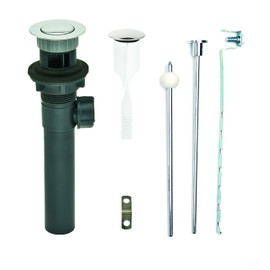 PF WaterWorks PF0324-CH-GR Never Clog Sink/Lavatory, Gray ABS ClogFREE Universal Pop-Up Drain Assembly-Easy Remove Magnetic Stopper-Chrome (Grey Body with Overflow)