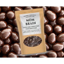 Mom Brain Gourmet Chocolate Almonds - Cocoa Dusted Kepperton Dark Chocolate Almonds - Special Candy Gifts for Women Mothers Day, Birthdays, Christmas Stocking Fillers for Moms