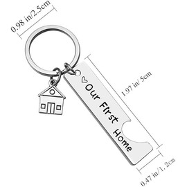 Housewarming Gift Home House Pendant Key Ring 2 Pieces Our First Home Key Ring House New House Decoration Jewellery Key Rings for New Homeowner, Stainless Steel