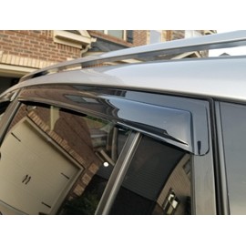 Puermto Side Window Wind Deflector, 4pcs Out-Channel Tape-On Dark Smoke Nice Rain Guards Set, Window Visor Compatible with 2013-2018 Toyota RAV4 94992