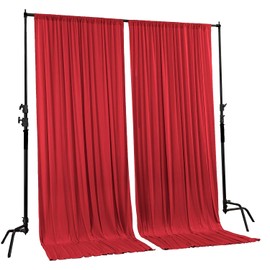 AK TRADING CO. 10 feet Wide x 12 feet Long IFR Polyester Backdrop Drapes Curtains Panels with Rod Pockets - Wedding Ceremony Party Home Window Decorations - (RED)
