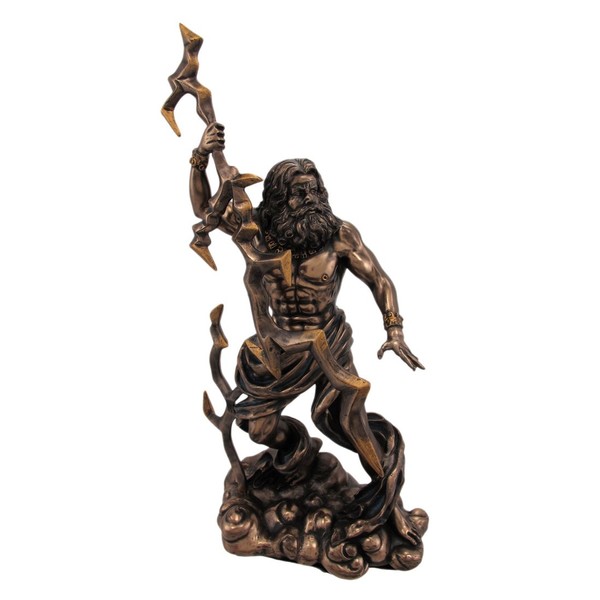 PTC King Zeus Grecian God Throwing Lightning Resin Statue Figurine