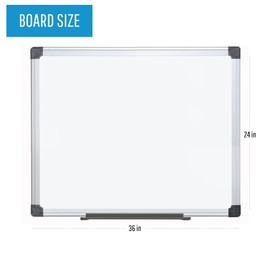 MasterVision Maya Series Magnetic Dry Erase Board, Laquered Steel Whiteboard, Snap-On Marker Tray, Wall Mounting Kit, 24" x 36", Aluminum Frame