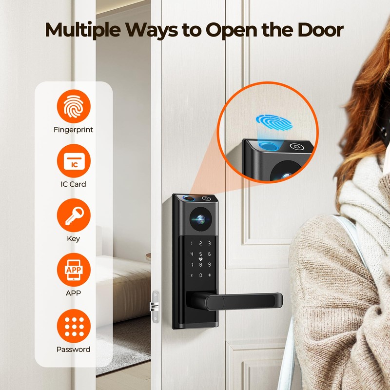 Video Smart Lock with Camera & Doorbell, 5-in-1 Keyless Entry