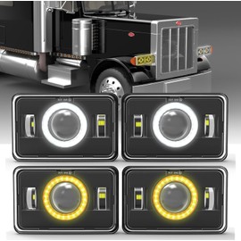 YOUSTAR-LIGHT 4x6 LED Headlights DOT Approved H4651 H4652 H4656 Replacement Fit For Peterbilt 379 Kenworth Freightinger Probe Oldsmobile Cutlass… (Style-B)