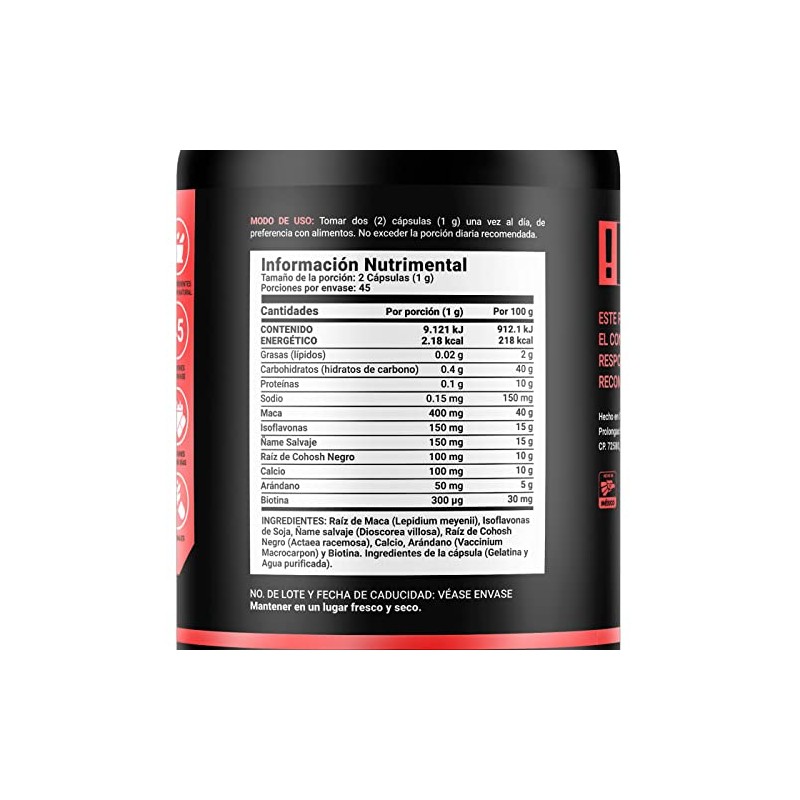Womens Zen Cápsulas Ingredientes Naturales Maca Isoflavonas Ñame Salvaje Arándano