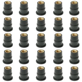 25x M6 Rubber Well Nuts,black rubber well nuts kit,brass rubber well nuts, Boat Windshield Mounts for Motorbikes, Kayaks, Canoes & Boats