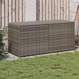 TREATLIFE HOME Efficient Garden Storage Box, Durable PE Rattan with Water-Resistant Bag, Cushions and Outdoor Items, Gray