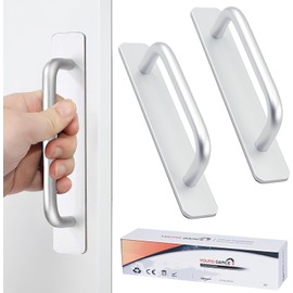 Young Dance Self-Stick Instant Cabinet Handles 2pcs – Aluminum Alloy Adhesive Drawer Pulls for Kitchen Cabinets, Sliding Doors & Windows (5.83", Silver)